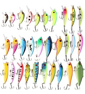 Fishing Lures 30pcs 1.5-9g Minnow Popper Vib Crank  