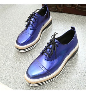 Women's Spring / Fall Creepers Leatherette Outdoor / Casual Platform Lace-up Black / Blue / Silver  