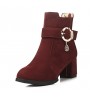 Women's Shoes Fleece Chunky Heel Heels / Fashion Boots / Round Toe Boots Office & Career / Dress / Casual  