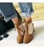 Women's Shoes Wedge Heel Fashion Boots / Round Toe Boots Dress / Casual Black / Yellow / Beige  