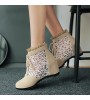 Women's Shoes Wedge Heel Fashion Boots / Round Toe Boots Dress / Casual Black / Yellow / Beige  