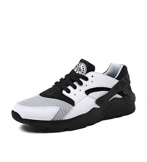 Men's Spring / Summer / Fall / Winter Round Toe Tulle / Fabric Athletic Flat Heel Lace-up Black / White Walking  