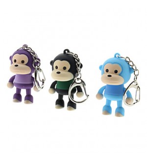 ABS Monkey Shaped Keychain with LED & Voice (Random Color)  