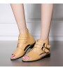 Women's Shoes Flat Heel Peep Toe / Fashion Boots Boots Office & Career / Dress / Casual Black / White / Almond  