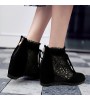 Women's Shoes Wedge Heel Fashion Boots / Round Toe Boots Dress / Casual Black / Yellow / Beige  