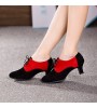 Non Customizable Women's Dance Shoes Modern Suede Cuban Heel Black  