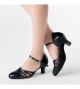 Non Customizable Women's Dance Shoes Modern Leatherette Flared Heel Black  