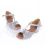 Non Customizable Women's/Kids' Dance Shoes Latin / Ballroom Sparkling Glitter Chunky Heel 3.5cm Heel Height Silver/Gold  