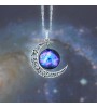 Women's Galaxy Star Moon Time Gem Necklace  