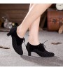 Non Customizable Women's Dance Shoes Modern Suede Cuban Heel Black  