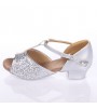 Non Customizable Women's/Kids' Dance Shoes Latin / Ballroom Sparkling Glitter Chunky Heel 3.5cm Heel Height Silver/Gold  