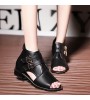 Women's Shoes Flat Heel Peep Toe / Fashion Boots Boots Office & Career / Dress / Casual Black / White / Almond  