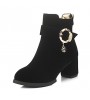 Women's Shoes Fleece Chunky Heel Heels / Fashion Boots / Round Toe Boots Office & Career / Dress / Casual  