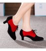 Non Customizable Women's Dance Shoes Modern Suede Cuban Heel Black  