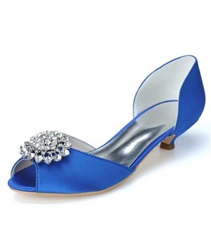 Women's Spring / Summer / Fall / Winter Peep Toe Satin Wedding / Party & Evening Kitten Heel RhinestoneBlack / Blue / Pink / Ivory /  