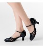 Non Customizable Women's Dance Shoes Modern Leatherette Flared Heel Black  