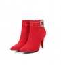 Women's Shoes Chunky Heel Fashion Boots / Pointed Toe Boots Dress Black / Red  