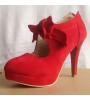 Women's Spring / Summer / Fall Heels Leatherette Outdoor / Office & Career / Casual Stiletto Heel Bowknot Black / Red / Almond  