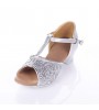 Non Customizable Women's/Kids' Dance Shoes Latin / Ballroom Sparkling Glitter Chunky Heel 3.5cm Heel Height Silver/Gold  