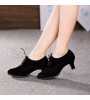 Non Customizable Women's Dance Shoes Modern Suede Cuban Heel Black  