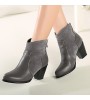 Women's Shoes Fleece Chunky Heel Riding Boots / Round Toe Boots Office & Career / Dress Black / Brown / Gray  