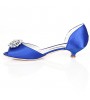 Women's Spring / Summer / Fall / Winter Peep Toe Satin Wedding / Party & Evening Kitten Heel RhinestoneBlack / Blue / Pink / Ivory /  