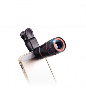 8x18 Black Universal 8X Photo Telescope / Microscope Lens for Phone 4S / 5 / 5c / 6 / 6 plus / Ipad / Ipad MINI  