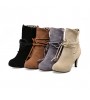 Women's Shoes Stiletto Heel Fashion Boots / Round Toe Boots Dress Black / Brown / Gray / Beige  