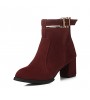 Women's Shoes Chunky Heel Fashion Boots / Round Toe Boots Dress Black / Brown / Red / Burgundy  