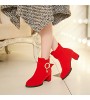 Women's Shoes Fleece Chunky Heel Heels / Fashion Boots / Round Toe Boots Office & Career / Dress / Casual  