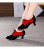 Non Customizable Women's Dance Shoes Modern Suede Cuban Heel Black  