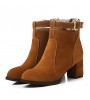 Women's Shoes Chunky Heel Fashion Boots / Round Toe Boots Dress Black / Brown / Red / Burgundy  