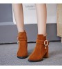 Women's Shoes Fleece Chunky Heel Heels / Fashion Boots / Round Toe Boots Office & Career / Dress / Casual  