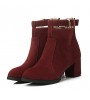 Women's Shoes Chunky Heel Fashion Boots / Round Toe Boots Dress Black / Brown / Red / Burgundy  