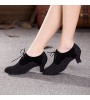 Non Customizable Women's Dance Shoes Modern Suede Cuban Heel Black  