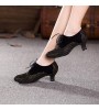 Non Customizable Women's Dance Shoes Modern Suede Cuban Heel Black  