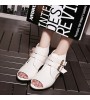 Women's Shoes Flat Heel Peep Toe / Fashion Boots Boots Office & Career / Dress / Casual Black / White / Almond  