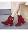 Women's Shoes Fleece Chunky Heel Heels / Fashion Boots / Round Toe Boots Office & Career / Dress / Casual  