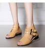 Women's Shoes Flat Heel Peep Toe / Fashion Boots Boots Office & Career / Dress / Casual Black / White / Almond  