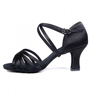 Customizable Women's Dance Shoes for Latin/Salsa in Black  