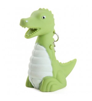 Dinosaur Keychain with LED Flashlight and Sound Effects (Green)  