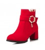 Women's Shoes Fleece Chunky Heel Heels / Fashion Boots / Round Toe Boots Office & Career / Dress / Casual  