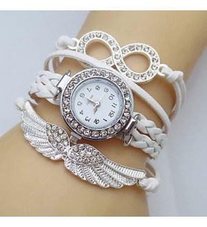 Women‘s Watch Crystal Wing Infinity Leather Weave Band Cool Watches Unique Watches Fashion Watch  