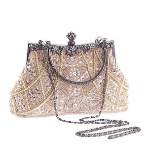 L.WEST®  Women's Pearl Diamonds Beaded Delicate Evening Bag  