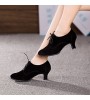 Non Customizable Women's Dance Shoes Modern Suede Cuban Heel Black  