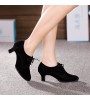 Non Customizable Women's Dance Shoes Modern Suede Cuban Heel Black  