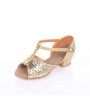 Non Customizable Women's/Kids' Dance Shoes Latin / Ballroom Sparkling Glitter Chunky Heel 3.5cm Heel Height Silver/Gold  