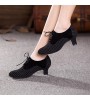 Non Customizable Women's Dance Shoes Modern Suede Cuban Heel Black  